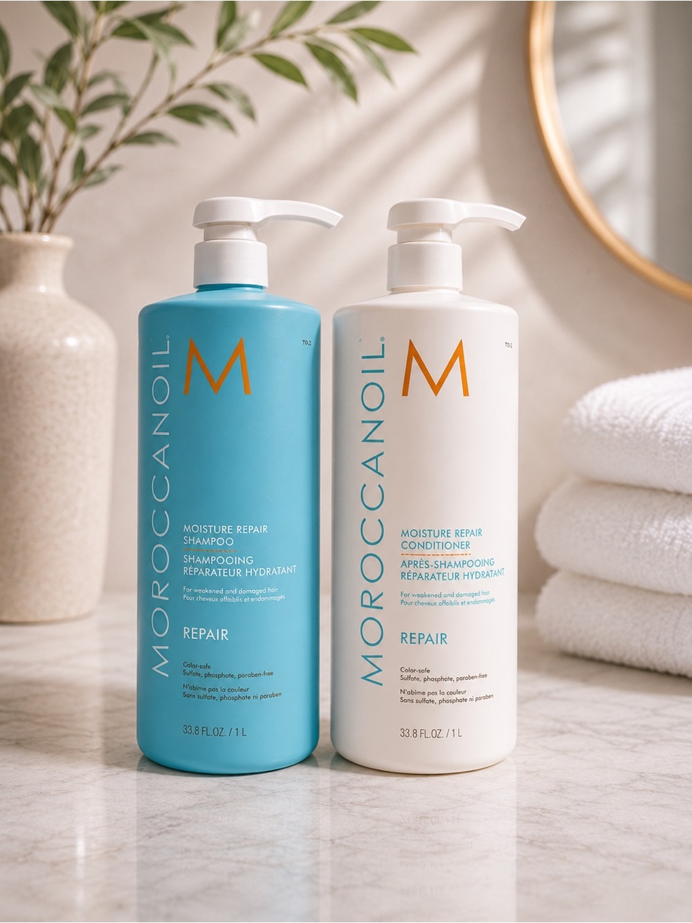 Moroccanoil Moisture Repair Shampoo & Conditioner Set 1L Duo Repair